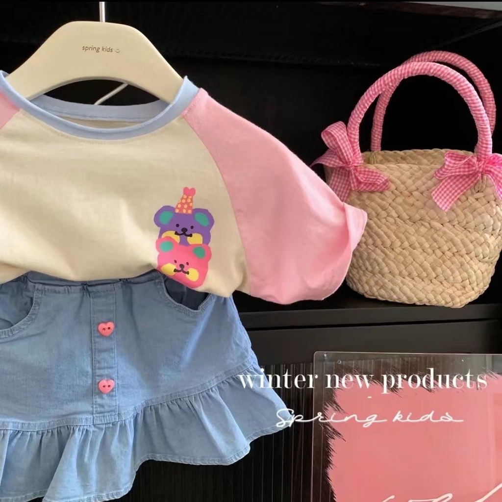 Bộ Áo Thun Ngắn Tay + Chân Váy Kiểu Phương Tây Phong Cách Nhật Bản Thời Trang Mùa Hè Hàng Mới Dành Cho Bé Gái 2022