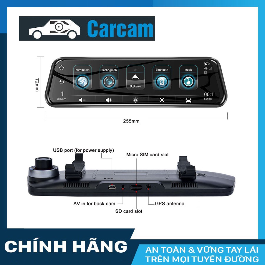 Camera hành trình A10 CARCAM định vị xe ô tô từ xa + thẻ nhớ 64GB kèm sim 4G | BigBuy360 - bigbuy360.vn