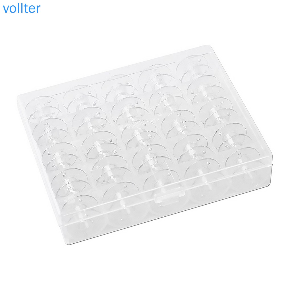Hộp Nhựa Trong Suốt Thiết Kế 25 Ngăn Để Đựng Cuộn Chỉ Tiện Dụng