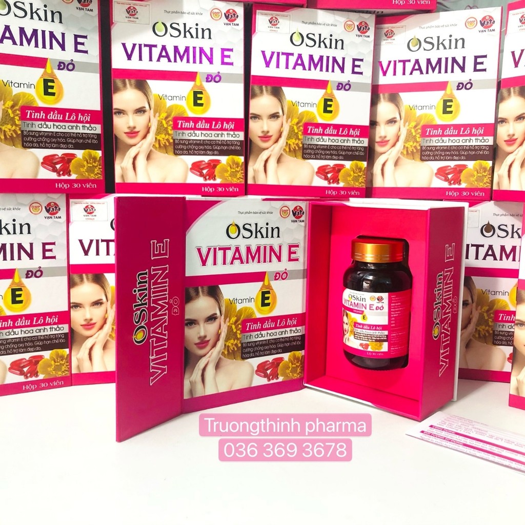 Oskin vitamin E đỏ, làm đẹp da, hạn chế lão hóa