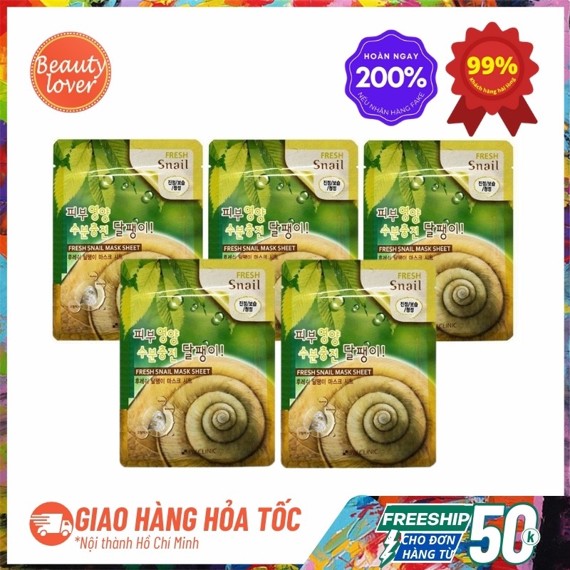 Combo 5 Mặt Nạ Dưỡng Da Ốc Sên 3W Clinic Fresh Snail Mask Sheet 23ml X 5 Miếng – Beauty Lover Mặt Nạ Chống Lão Hóa