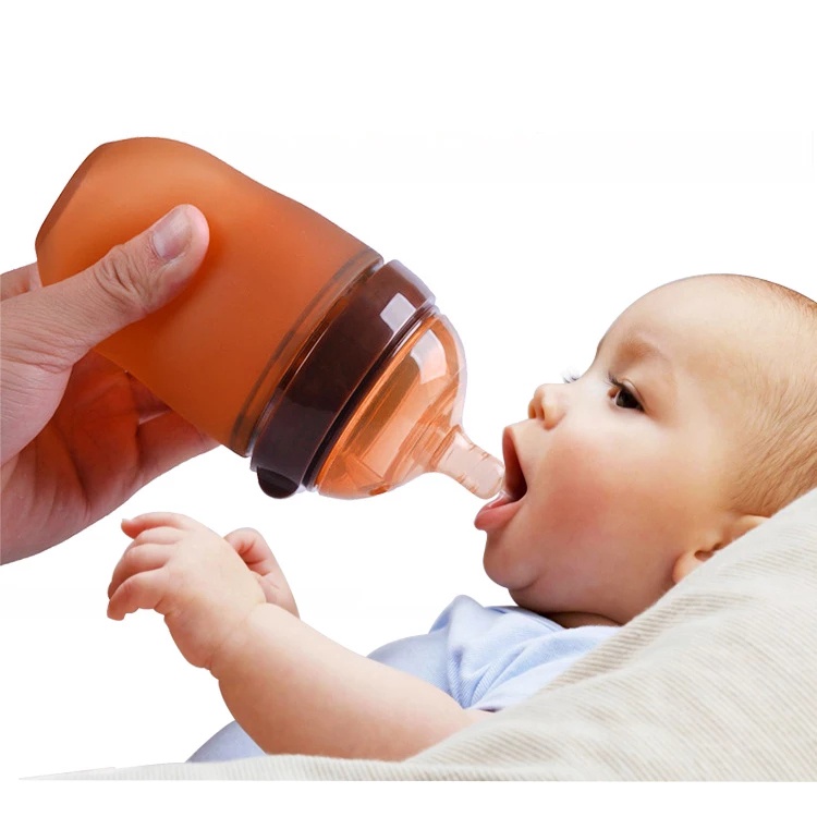 Bình sữa bằng silicone chống sặc cho bé sơ sinh 0-18 tháng tuổi