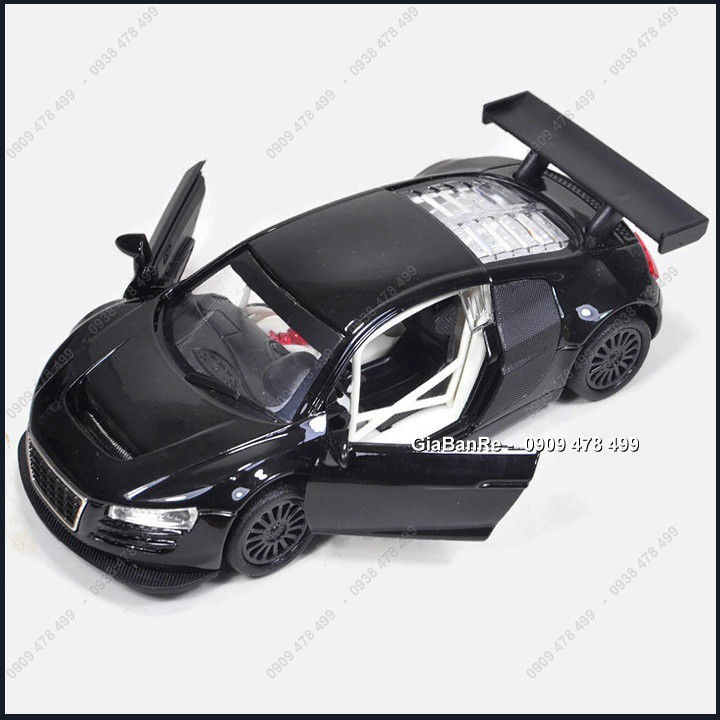 MÔ HÌNH KIM LOẠI SIÊU XE AUDI R8 LMS TỈ LỆ 1/32 15CM - ĐEN - 9612DE