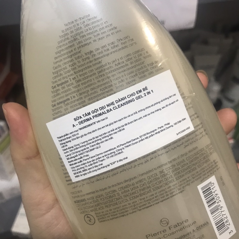 SỮA TẮM GỘI CHO BÉ ADERMA Primalba 500ml