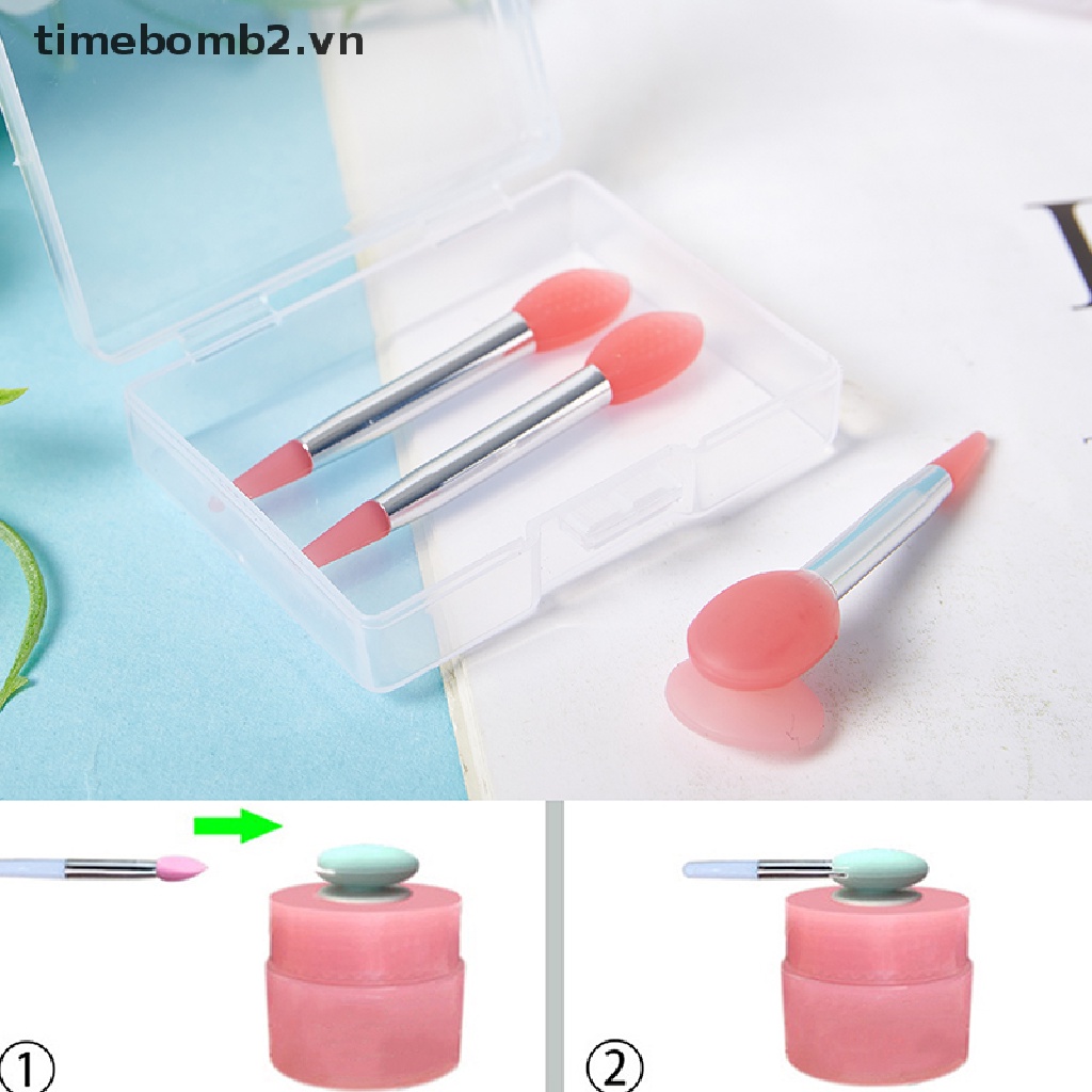 Set 3 Cọ Silicone Quét Son Dưỡng Môi Kèm Nắp Đậy Chống Bụi