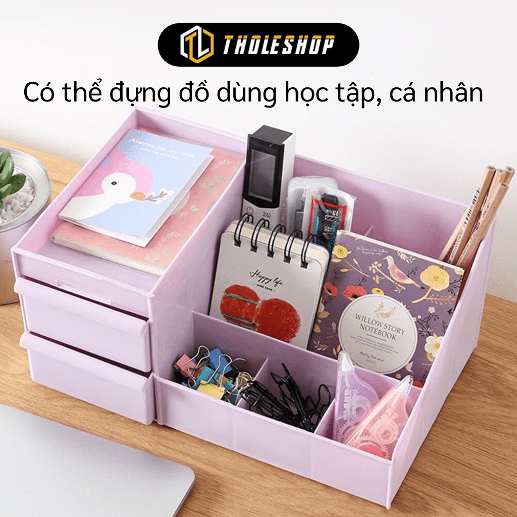 Kệ Đựng Mỹ Phẩm GIGAHOME Khay Nhựa Để Đồ Trang Điểm 3 Tầng, 2 Ngăn Kéo, Nhiều Ô Đa Năng 7743