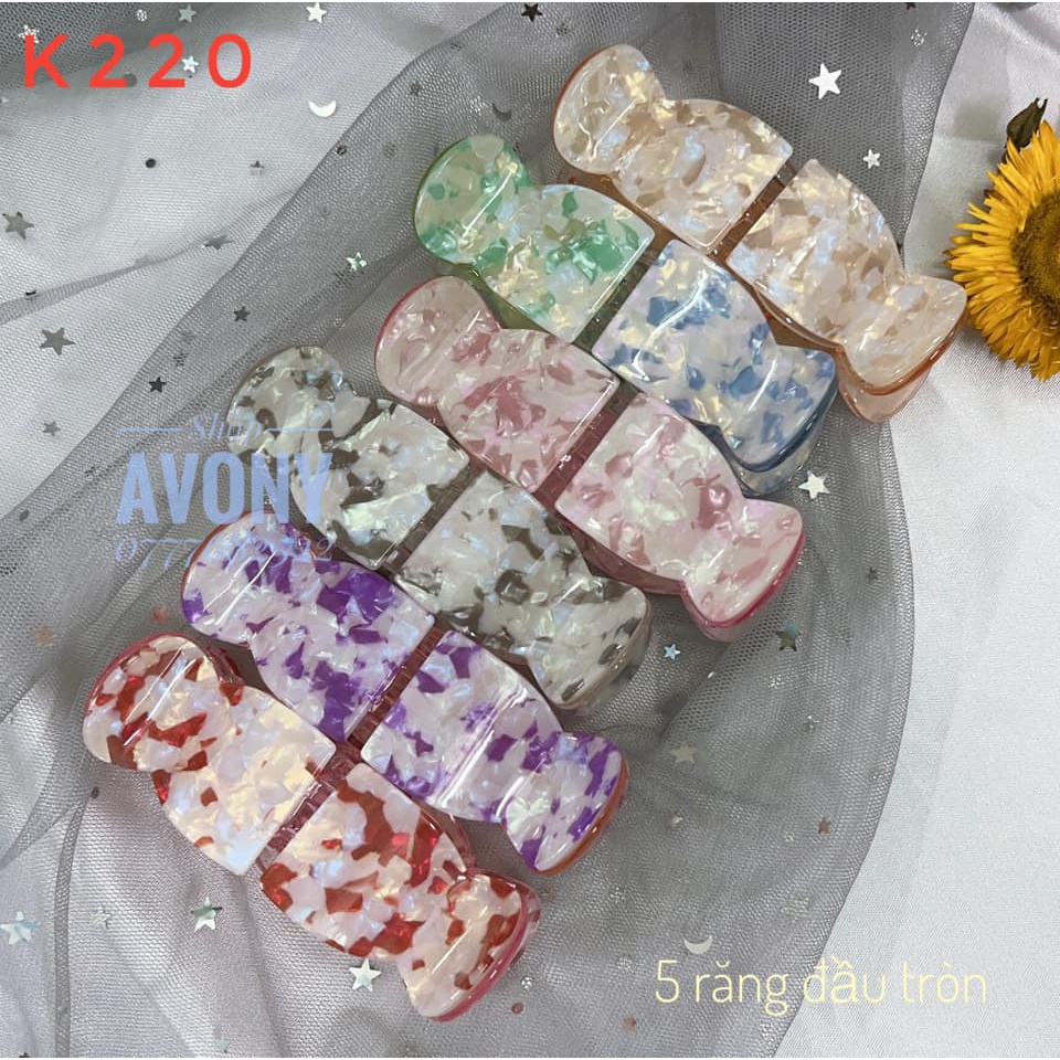 Kẹp tóc càng cua 3 - 5 răng meka óng ánh vân đá, Bấu tóc, cào tóc