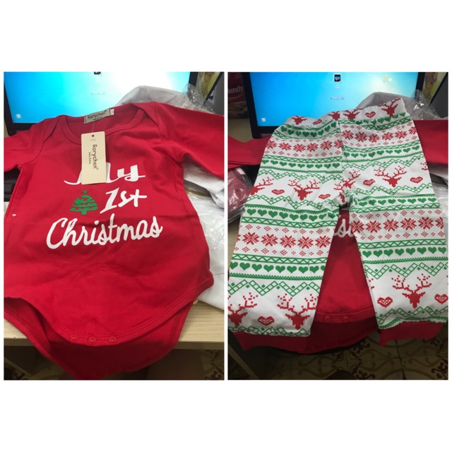 (CÓ SẴN) Body diện Noel giáng sinh size 80cm My 1st Christmas
