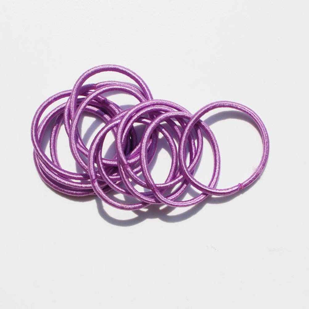 Set 10 Dây Buộc Tóc Co Dãn Màu Trơn Cho Bé Gái