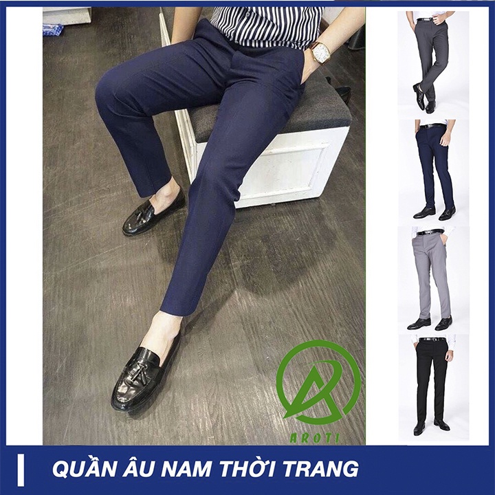 Quần Tây Nam AROTI Ống Côn Vải Cotton Đẹp Cao Cấp, Co Giãn Tốt Dáng Âu Đứng,Công Sở Màu Đen,Xám,Xanh,Ghi-Đủ Size QA45-XT