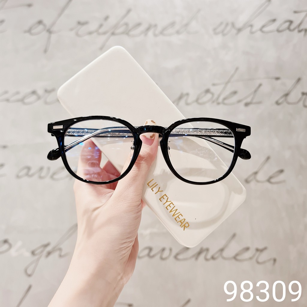 Gọng kính mắt nam nữ LILYEYEWEAR mắt tròn càng nhựa bọc kim loại chắc chắn dày dặn 98309 | BigBuy360 - bigbuy360.vn