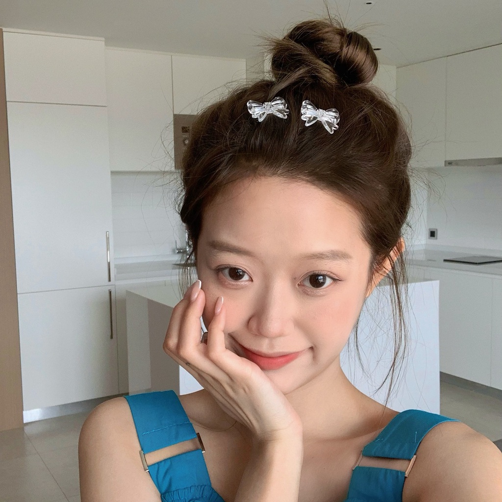 Kẹp Tóc Nơ Mini Màu Kẹo Trong Suốt Dễ Thương Cho Bé