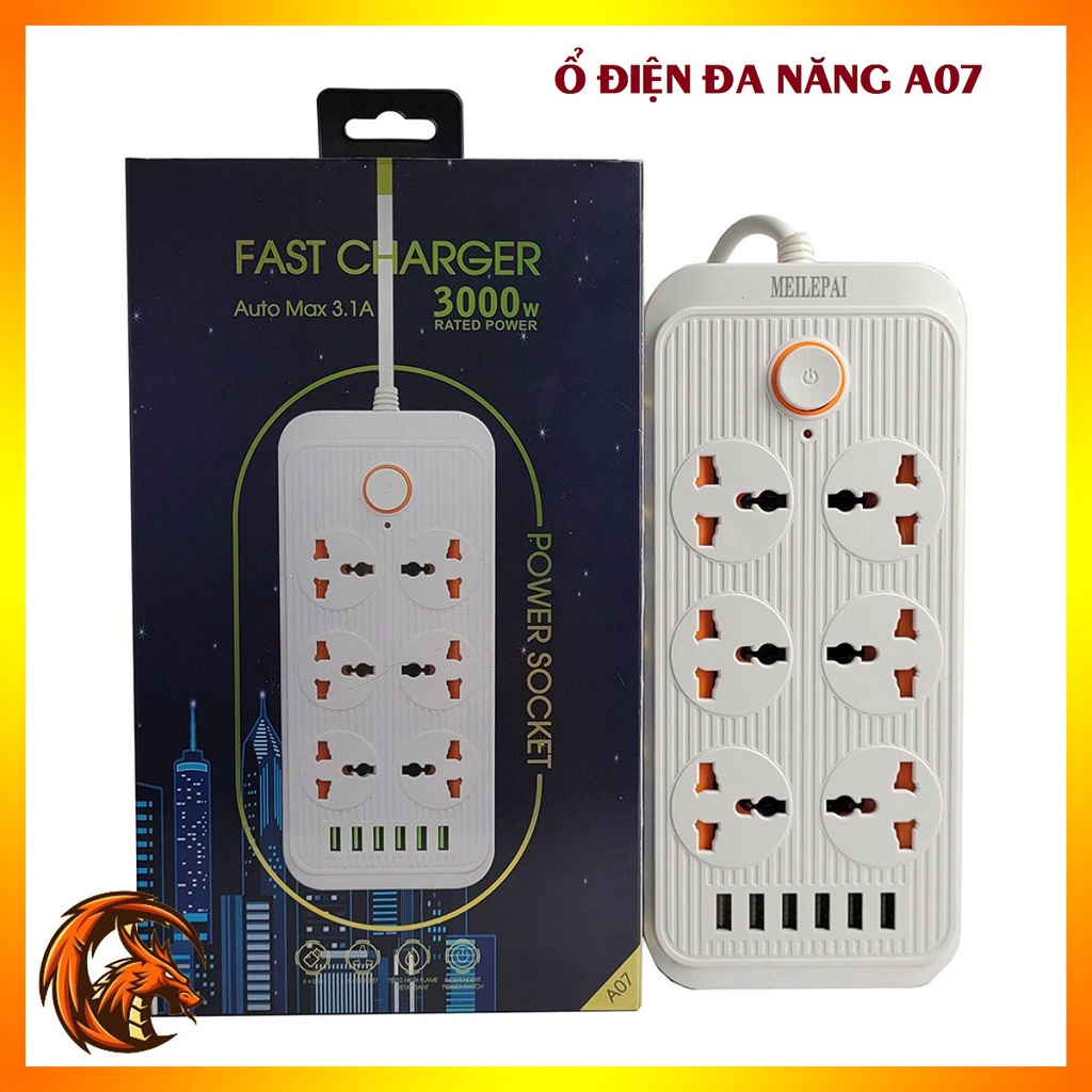 Ổ điện đa năng, Ổ cắm điện thông minh 6 cổng USB sạc nhanh 4.4A an toàn chống giật,chống cháy nổ