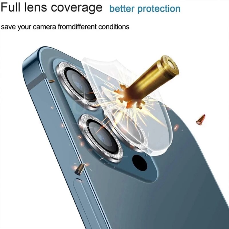 Miếng dán đính đá bảo vệ ống kính camera cho điện thoại  IPhone 12 Pro Max, 12 Pro, 12, 12 Mini 11 PRO MAX