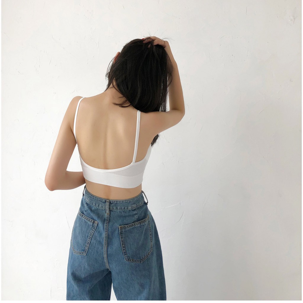 Áo Bra Khoét Lưng Chữ U💖𝑭𝑹𝑬𝑬𝑺𝑯𝑰𝑷💖Áo Lót Nữ Cotton Gân Co Giãn Đệm Mút Vừa Hàng Quảng Châu