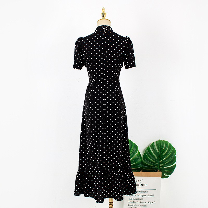 rose blackpink Đầm Tay Phồng Họa Tiết Chấm Bi Xẻ Tà Xinh Xắn Dành Cho Nữ | BigBuy360 - bigbuy360.vn