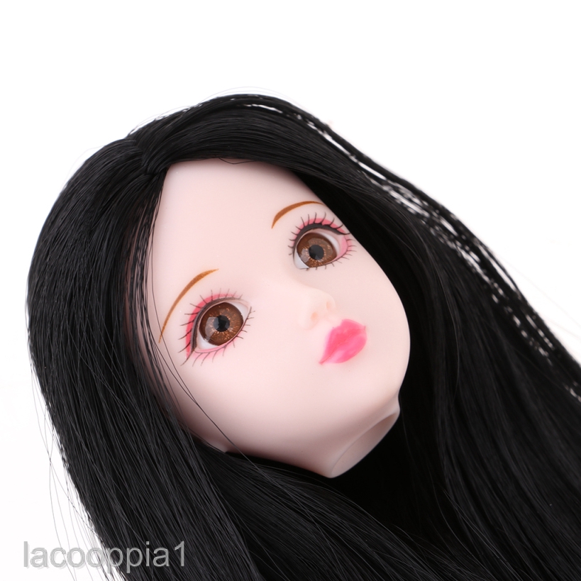 Đầu Búp Bê BJD Tóc Đen Tỉ Lệ 1 / 6 1 / 6