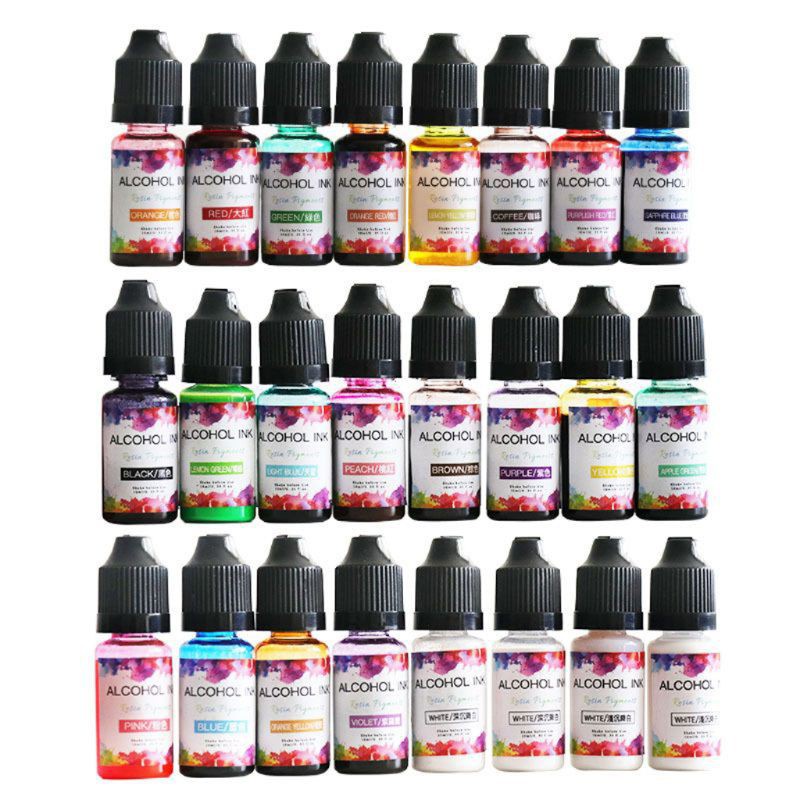 KING 14 Colors 10ML Art Ink Alcohol Resin Pigment Kit Liquid Resin Colorant Dye Ink Diffusion UV Epoxy Resin Jewelry Making