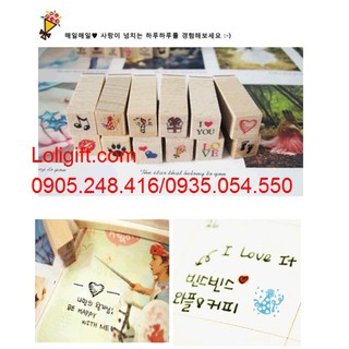 BỘ CON DẤU GỖ DIY 12 KÍ TỰ
