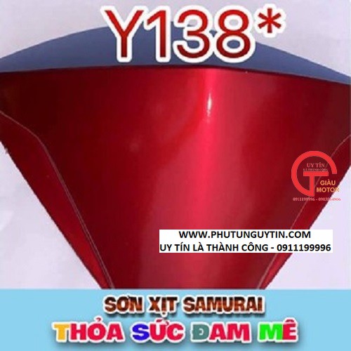 y138 _Chai sơn xịt sơn xe máy Samurai Y138  màu đỏ candy Yamaha - Brilliant Red _ uy tín, giao hàng nhanh, giá rẻ