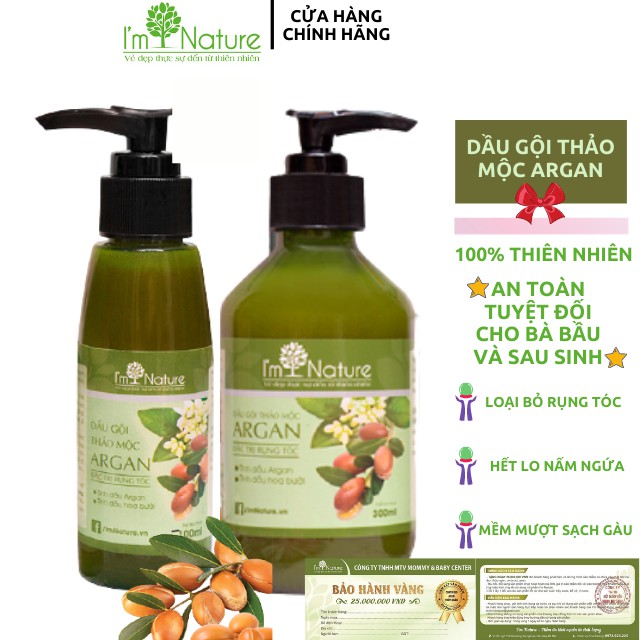 Dầu gội thảo dược ⚡CHÍNH HÃNG⚡ Dầu gội thảo mộc Argan I'm nature ngăn rụng tóc giúp tóc suôn dày bóng khỏe.