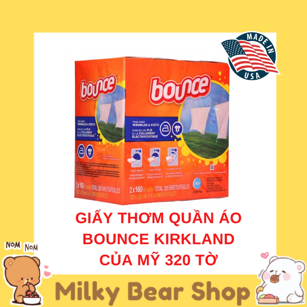 [MỸ] GIẤY THƠM QUẦN ÁO BOUNCE KIRKLAND CỦA MỸ 320 TỜ