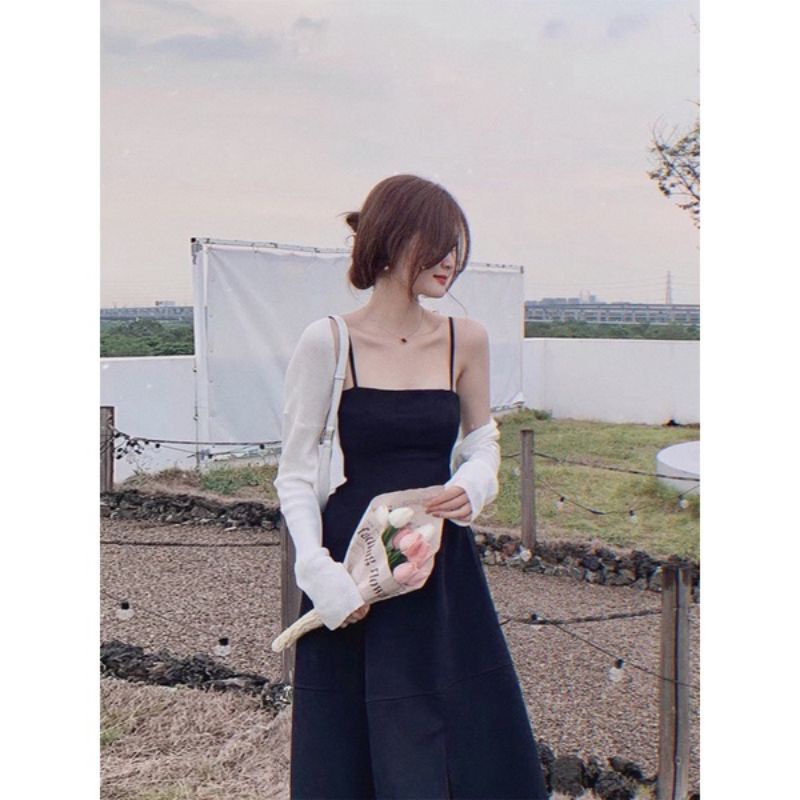 Váy Maxi đen hai dây kèm mút ngực chất vải đẹp