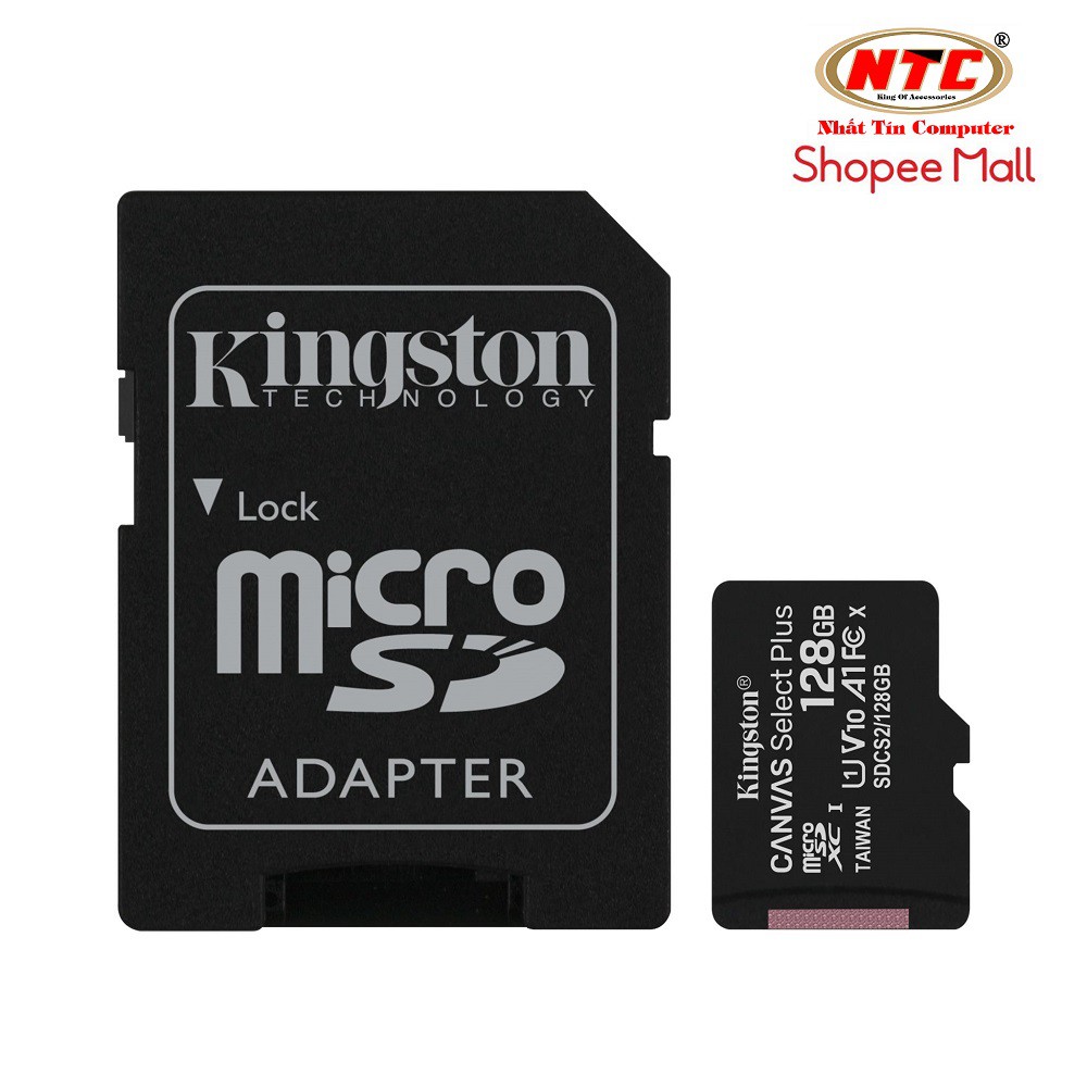 Thẻ nhớ microSDXC Kingston Canvas Select Plus 128GB U1 V10 A1 100MB/s (Đen) - Kèm adapter