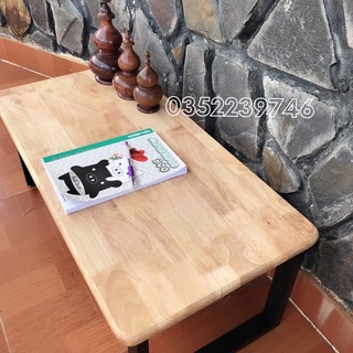 Bàn ngồi bệt gỗ cao su chân săts gấp gọn (60*120 cao 32cm) mặt bàn bo cạnh, bo gốc