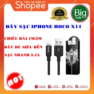 Dây Cáp Sạc Iphone Sạc Nhanh Cao Cấp Dây Dù Hợp Kim Siêu Đẹp HOCO X14
