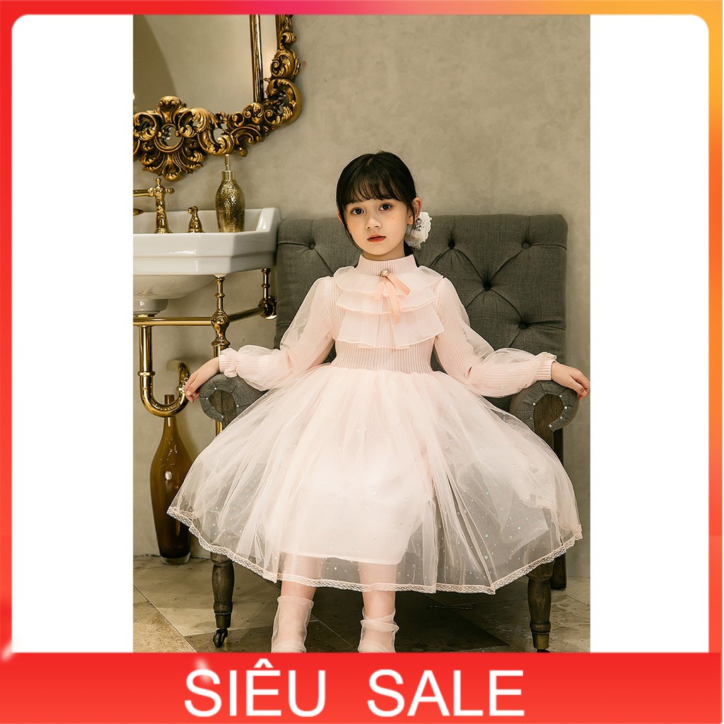 Váy len công chúa phối ren Tong Yan bé gái 3-8 tuổi