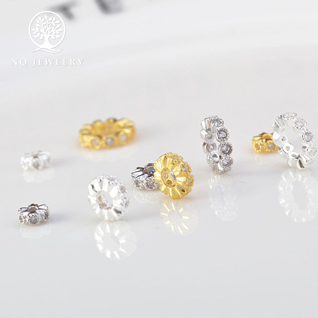 Charm bạc vách ngăn hạt đính đá trang trí - NQ Jewelry