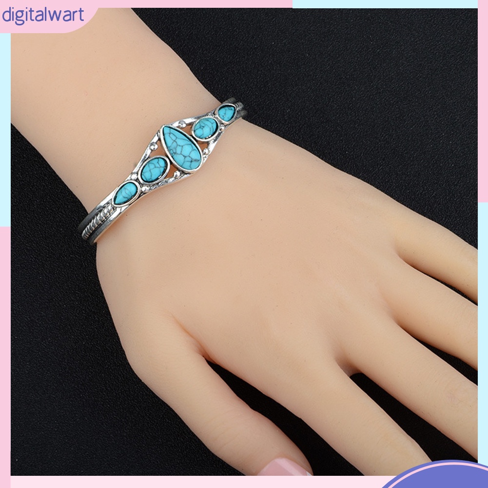 Vòng tay đính đá ngọc lam vintage cho nữ
