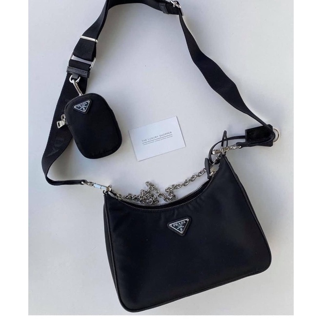 Set 2in1 túi Prada chất dù đẹp full logo fullbox size 22 25