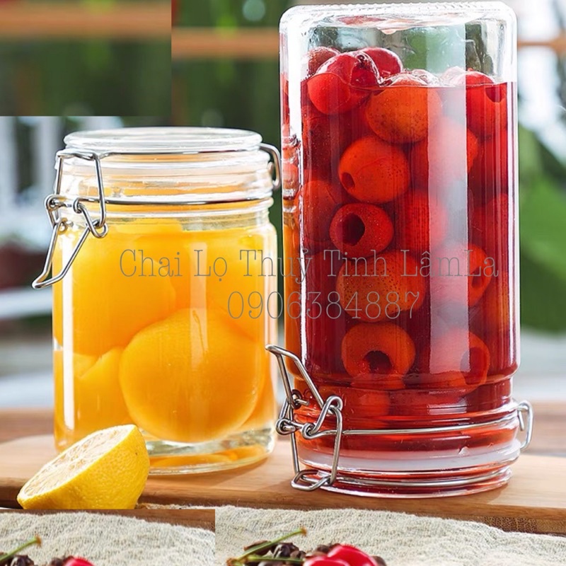 Hũ Lọ Thuỷ Tinh Tròn Trụ Nắp Cài Khoá INoxx 750ML 1100ML | Đựng Thực Phẩm , Gia Vị
