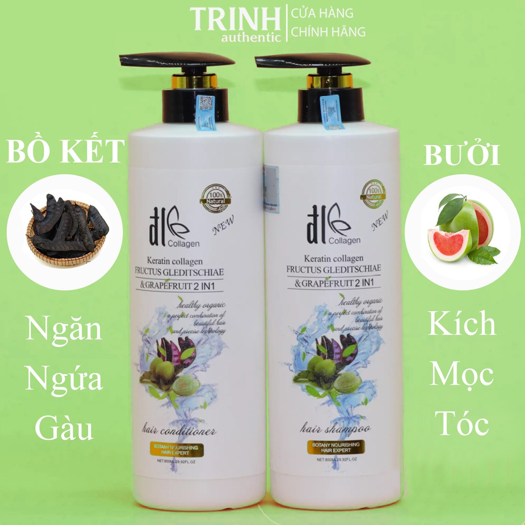Cặp Dầu Gội Xả Grapefruit Plus Trắng 850ml Tinh Chất Bưởi Và Bồ Kết 2IN1 Ngăn Gàu Và Phục Hồi Tóc