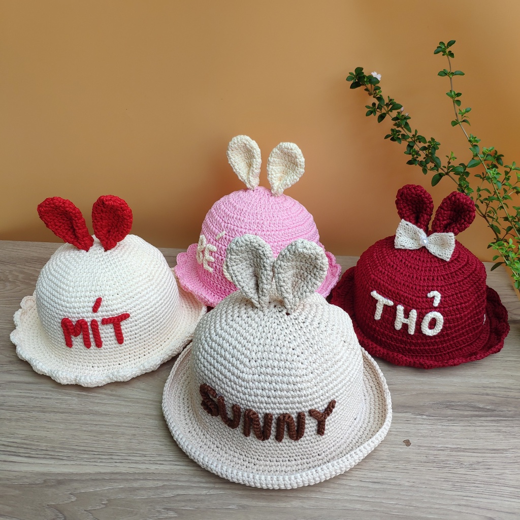 Nón Tai Thỏ Có Thêu Tên Cho Bé