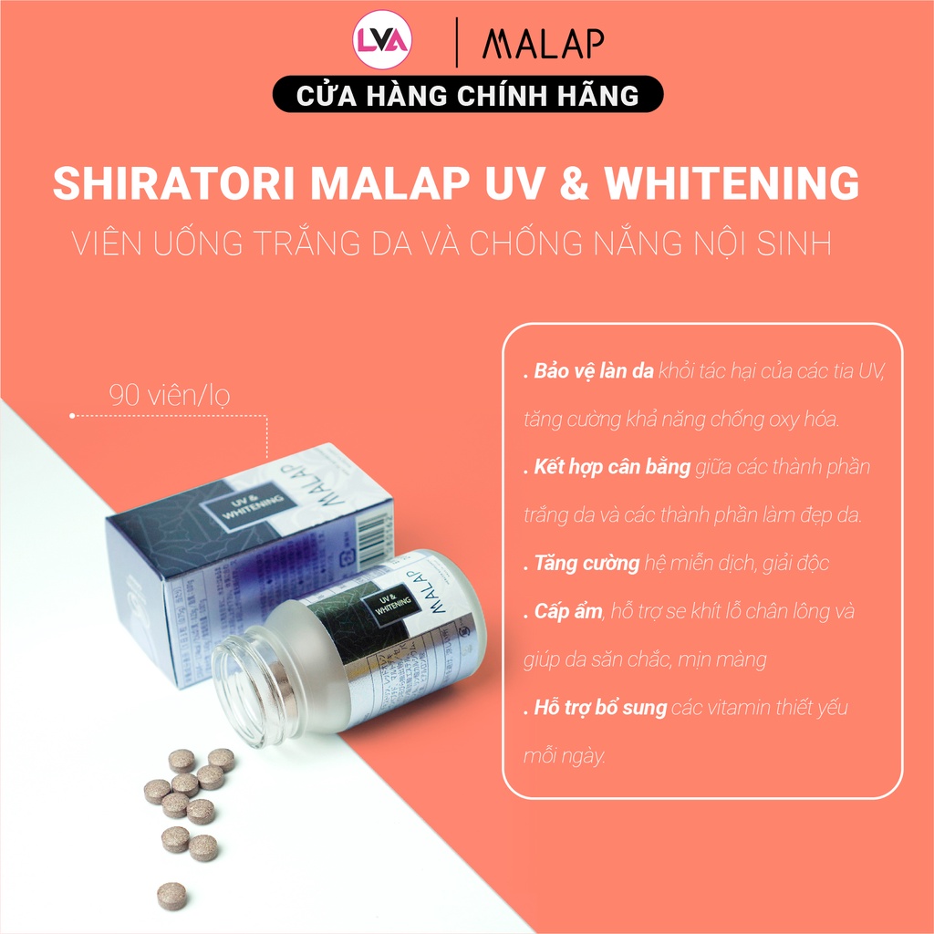 Viên uống trắng da và chống nắng nội sinh MALAP UV & Whitening