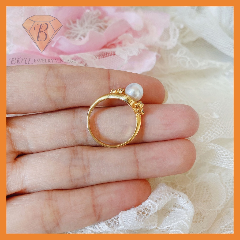 NHẪN HẠT TRAI SECONDHAND TRANG SỨC SI NHẬT BẢN BOU JEWELRY VINTAGE MÃ N016