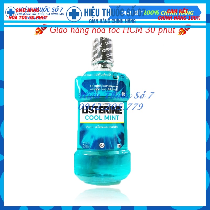 Nước súc miệng Listerine Cool Mint Thái Lan hương bạc hà the mát 100ml, 250ml, 750ml