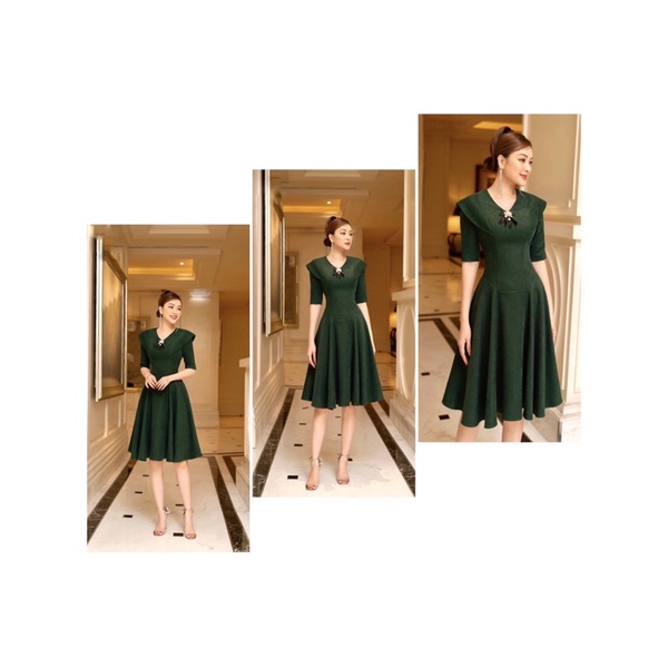 VÁY NHUNG CHÉO XOÈ TAY LỠ KÈM NƠ ĐÁ SANG CHẢNH NỮ TÍNH DÀI VÁY 100CM