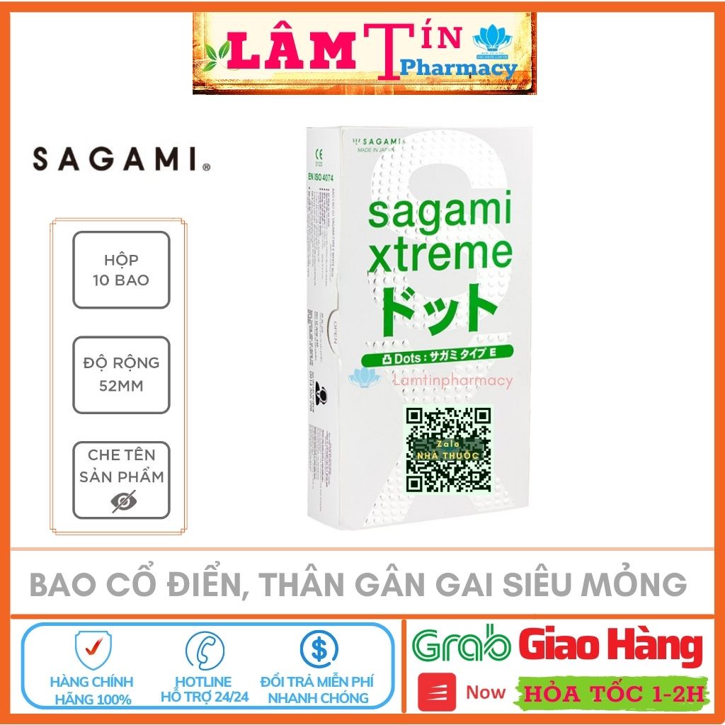 Bao cao su Sagami White box - Gân gai siêu mỏng, Mua combo 2h Tặng 1 bao X-MEN 3in1 - Hộp 10 chiếc