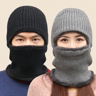 Mũ Len Dày Trùm Đầu Che Tai Giữ Ấm Màu Trơn Phong Cách Hàn Quốc Dành Cho Nam Nữ