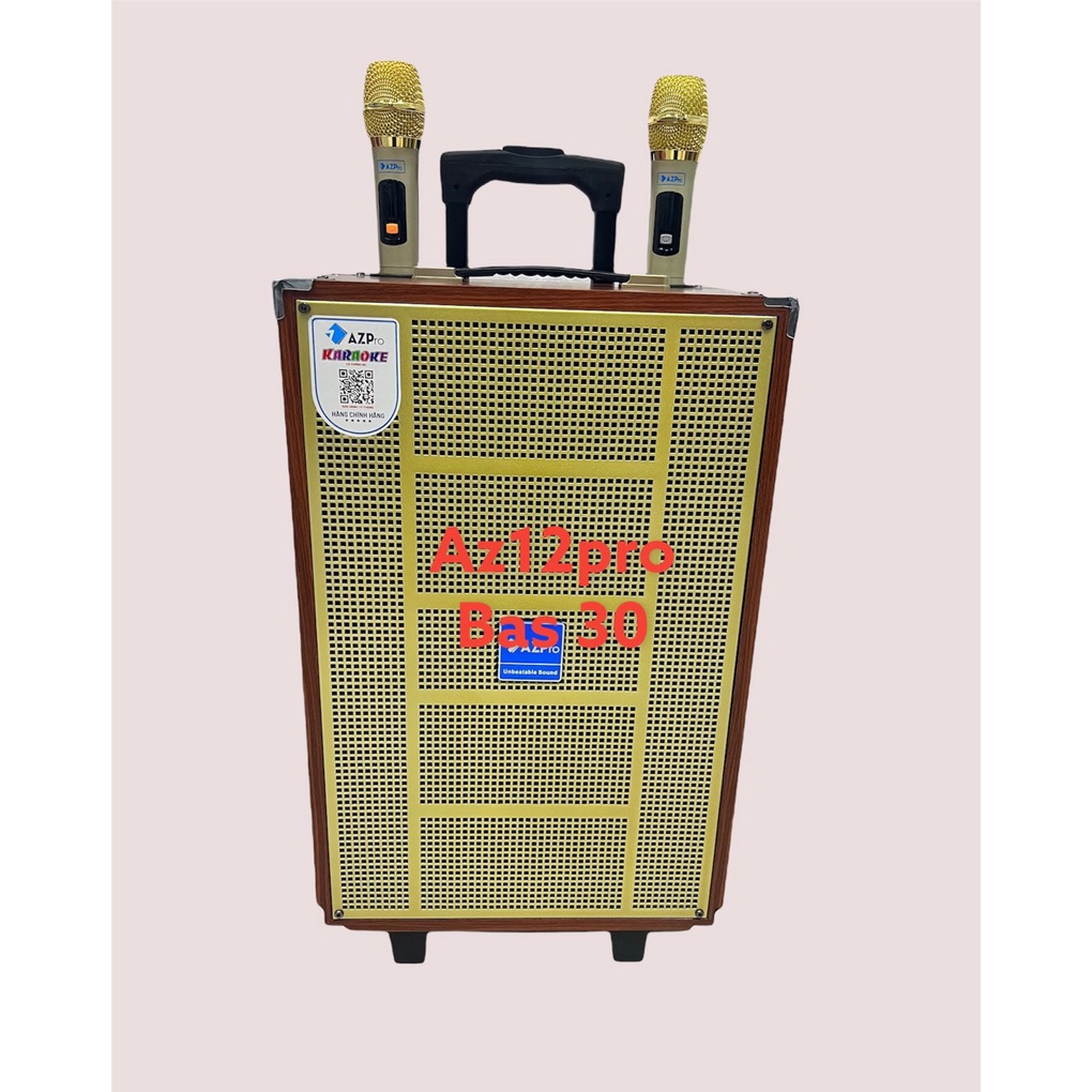 Loa kéo chính hãng AZPRO AZ 12-A-Pro,Bass 30-3 đường tiếng,mẫu mới nhất chống hú, kèm 2 mic không dây karaoke cực hay