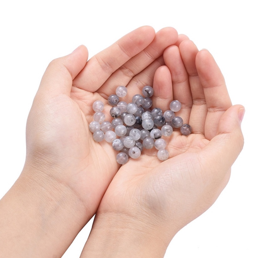 Bộ 50 hạt nhựa tròn 8mm tự làm trang sức