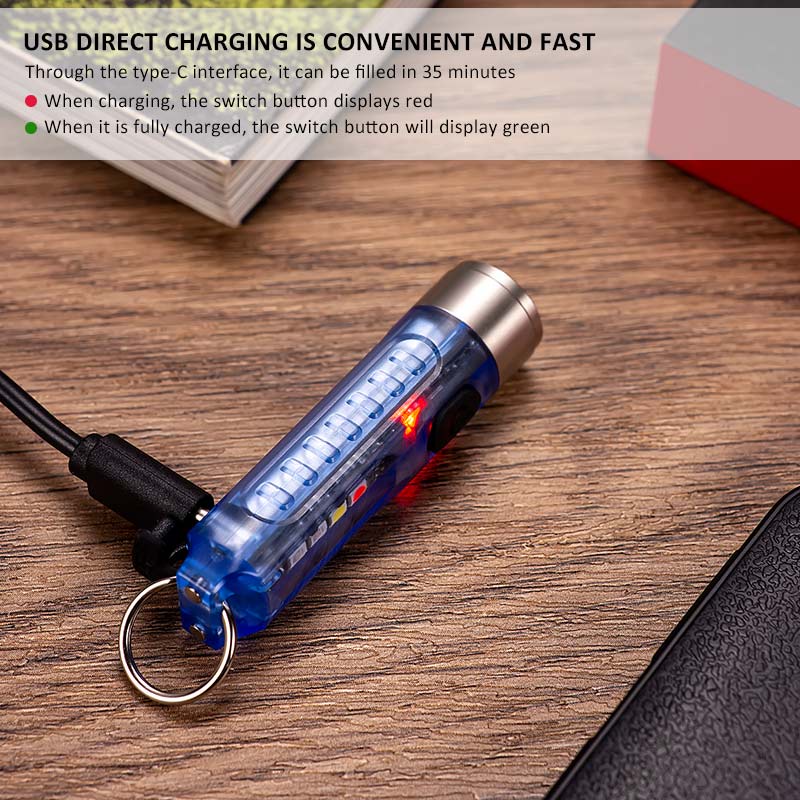 Móc khóa đèn pin mini bằng nhựa quang thông 400 lumen nhỏ gọn