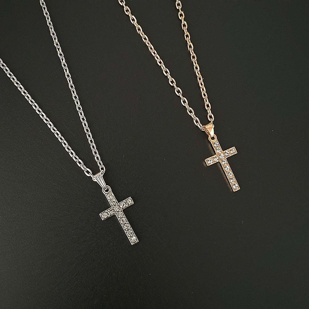 Vòng Cổ Choker Mặt Hình Thánh Giá Đính Đá Nhiều Màu Sắc Lấp Lánh Phong Cách Hàn Quốc Cho Nữ