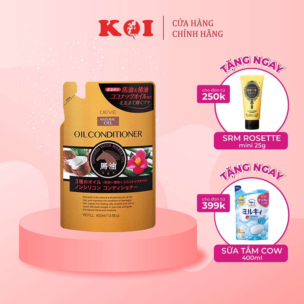 Dầu gội dầu xả chiết xuất thiên nhiên Kumano Hatomugi Deve từ dầu dừa dầu ngựa và dầu hoa trà Nhật Bản 400ml