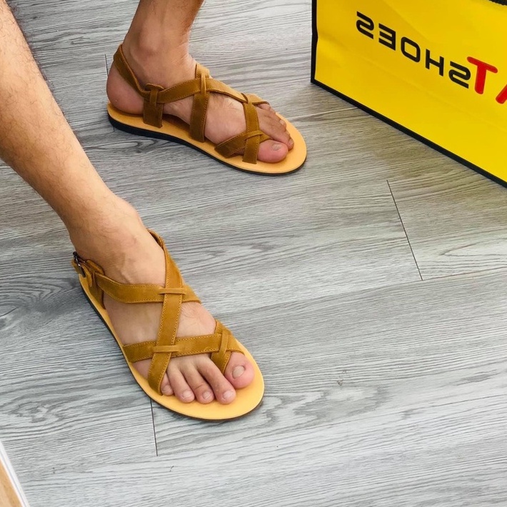 Sandal nam, dép quai ngang, dép nam da bò, không thấm nước, êm chân thoải mái  Atshoes XDxn201