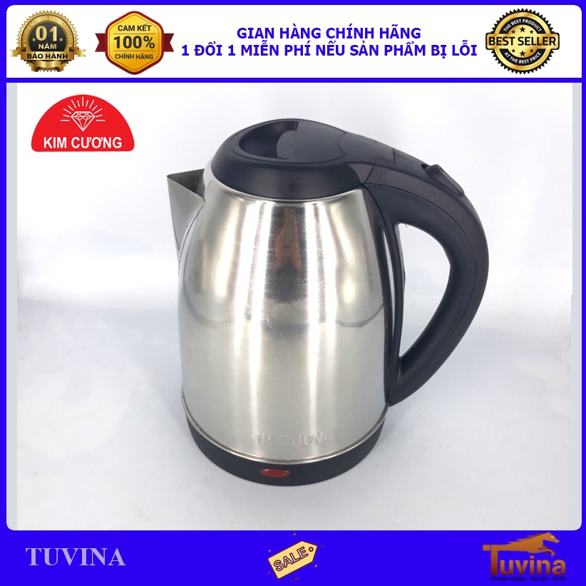 Ấm Siêu Tốc Inox Kim Cương 2.0 Lít KC-IAT2.0L - Hàng Chính Hãng (Bảo Hành 12 Tháng)